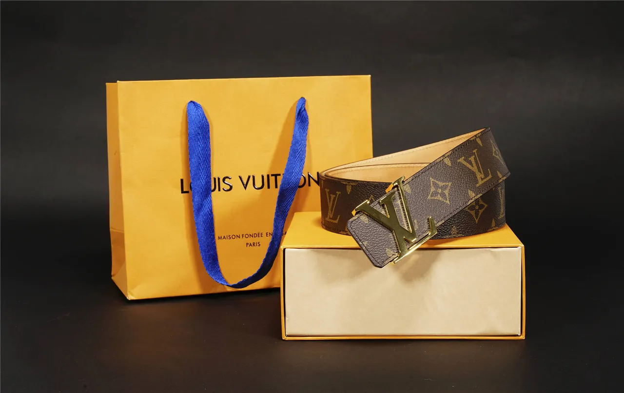 Louis Vuitton LV Initiales Ceinture de cuir canvas marron Monogram 9