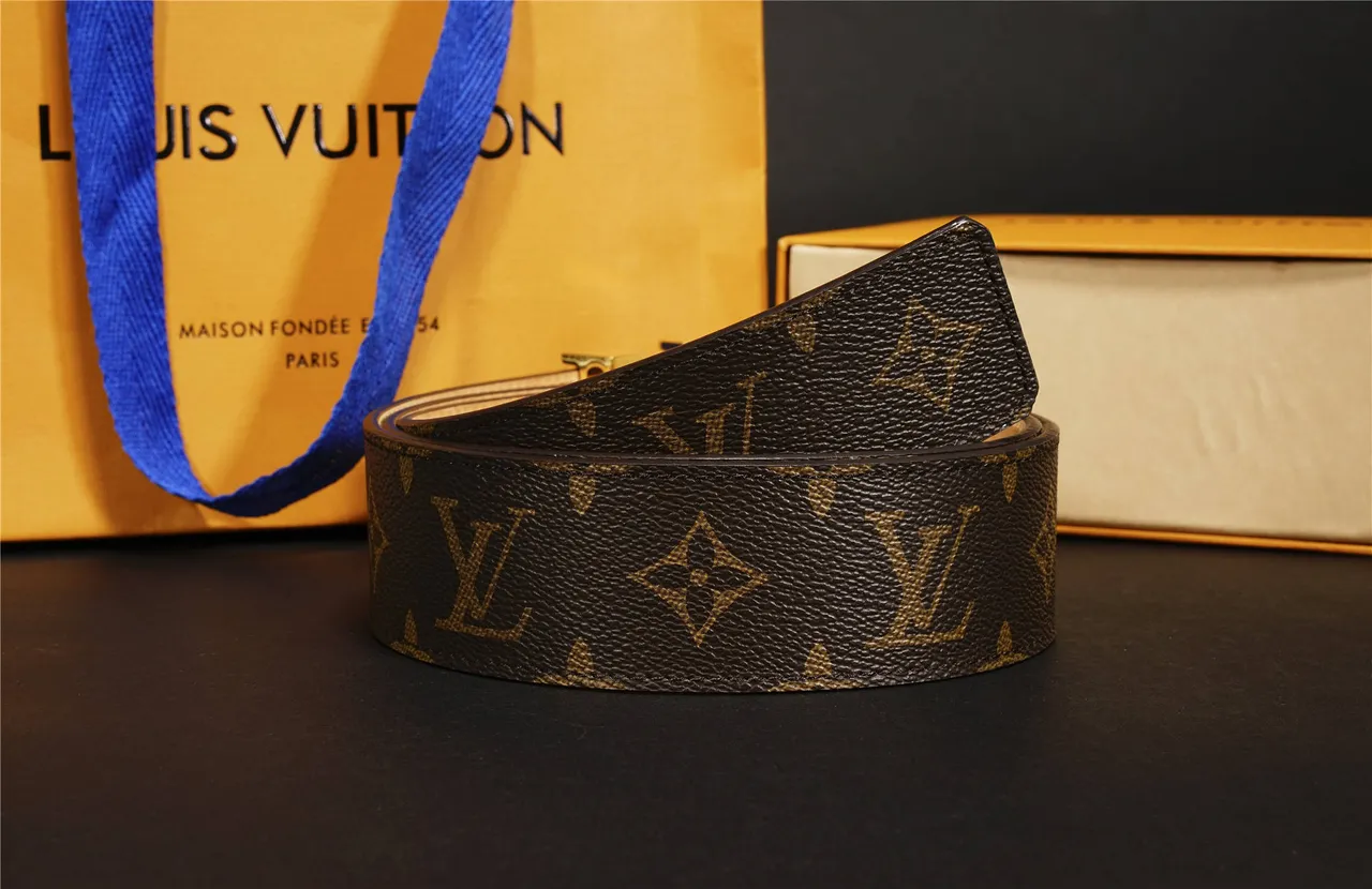 Louis Vuitton LV Initiales Ceinture de cuir canvas marron Monogram 10
