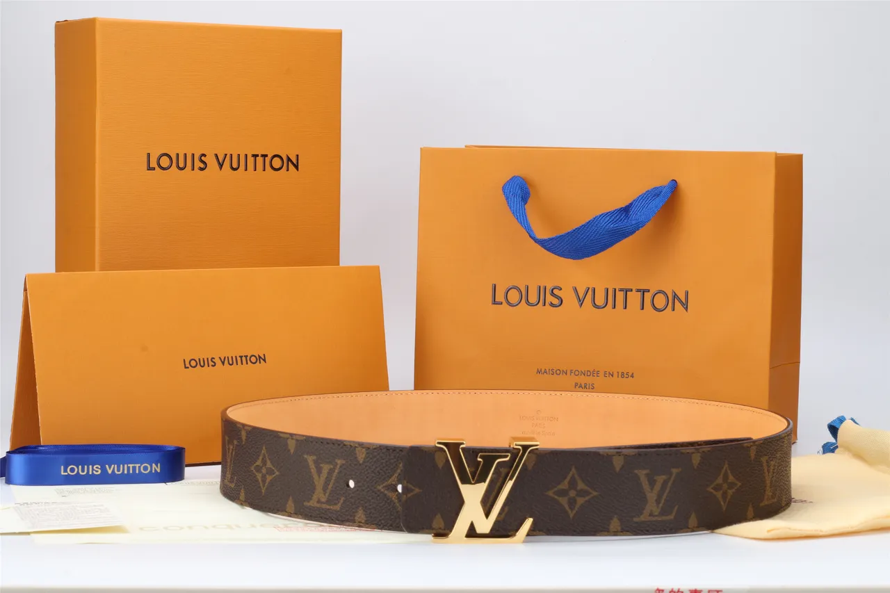 Louis Vuitton LV Initiales Ceinture de cuir canvas marron Monogram 12