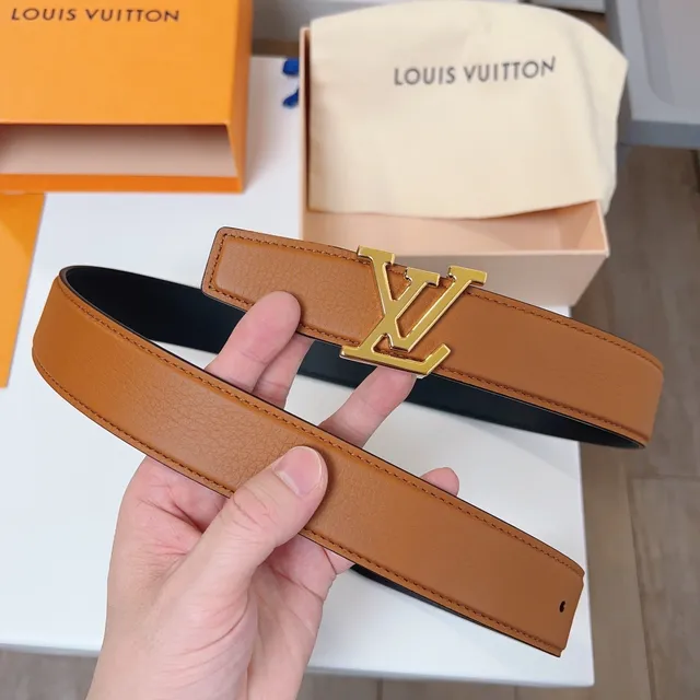 Louis Vuitton LV Initiales Tan and Black Leather Belt 4