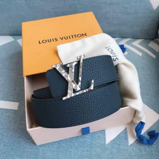 Louis Vuitton LV Initiales Teal पेब्ल्ड लेदर पट्टा