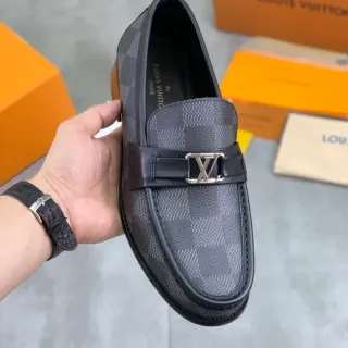 Louis Vuitton LV ليوفر Damier Graphite Canvas حزام جلد أسود