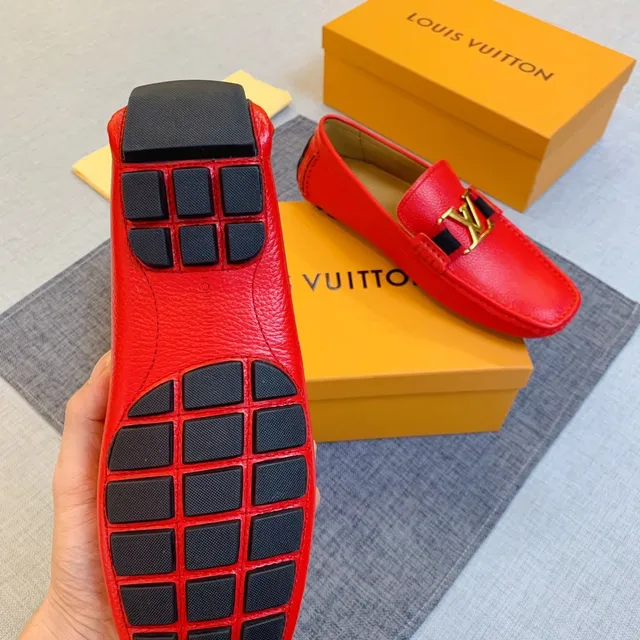 Louis Vuitton LV Loafer Red Pebbled Leather Loafers 3