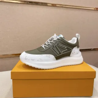 Louis Vuitton LV Trainer Army Green White Monogrammed Midsole Angular Side Logo Panel Chunky Sneakers