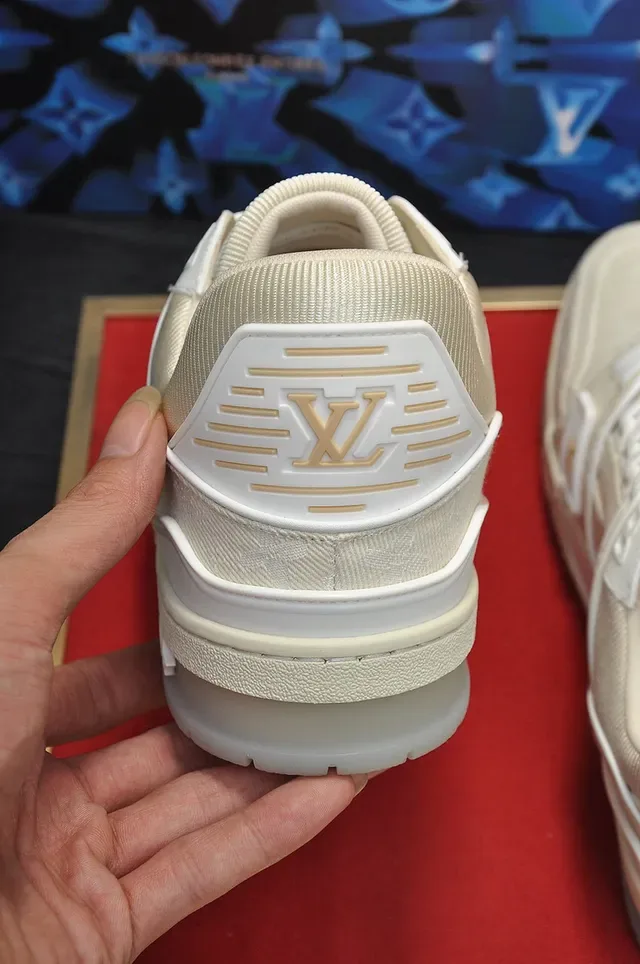 Louis Vuitton LV Trainer Beige White Textile Upper Layered Midsole Lifestyle Sneakers 2