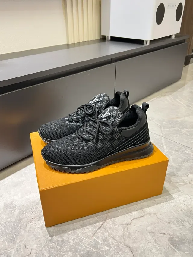 লুইস ভিত্তন LV Trainer কালো ধূসর নিট আপার মনোগ্রামড টং লাইফস্টাইল স্নিকার্স 5