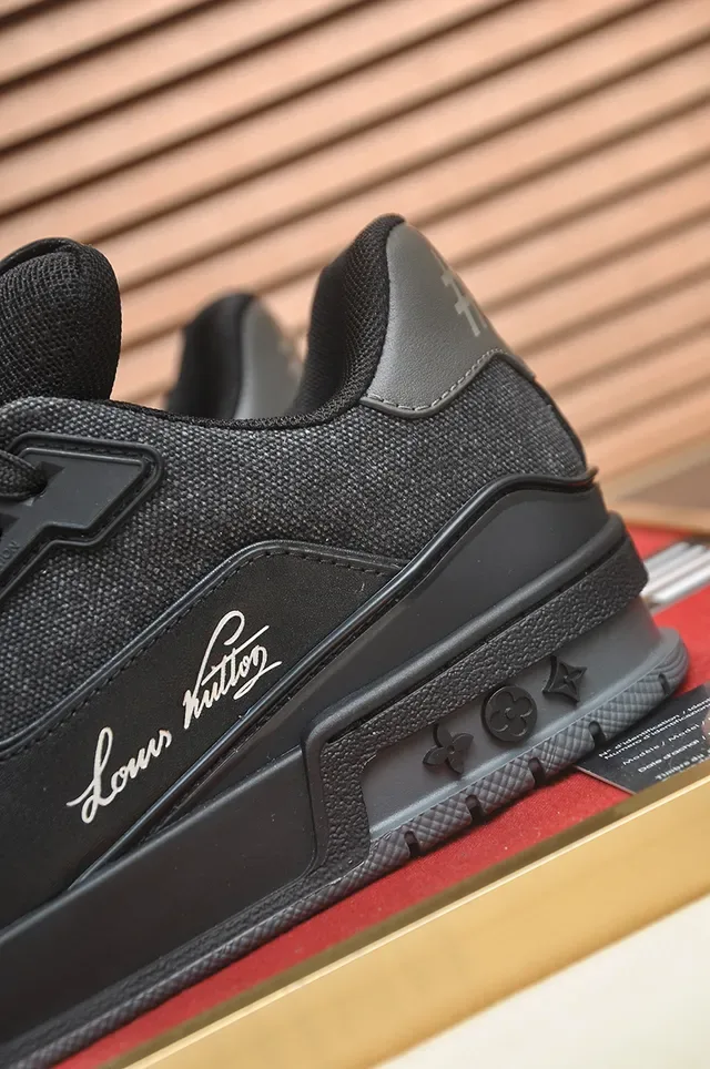 Louis Vuitton LV Trainer Black Monochrome Structured Layered Midsole Lifestyle Sneakers 2