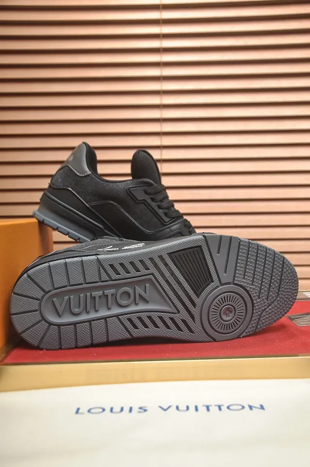 Louis Vuitton LV Trainer Black Monochrome Structured Layered Midsole Lifestyle Sneakers 3
