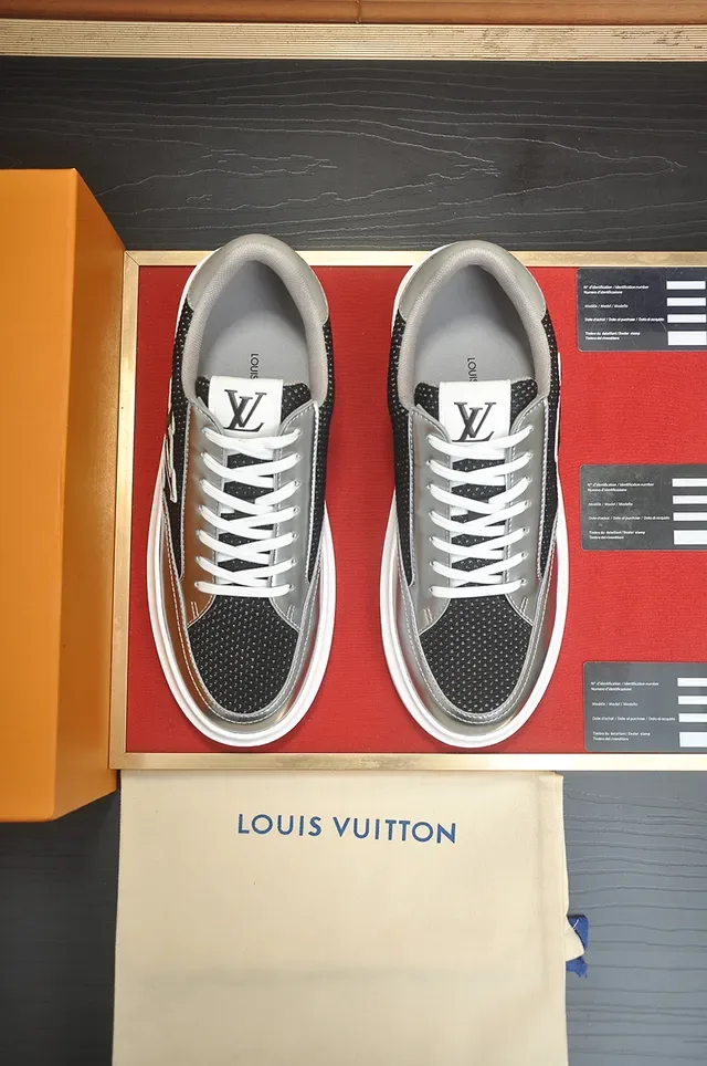 Louis Vuitton LV Trainer Black Silver Low-Top Mesh And Metallic Panel Lifestyle Sneakers 5