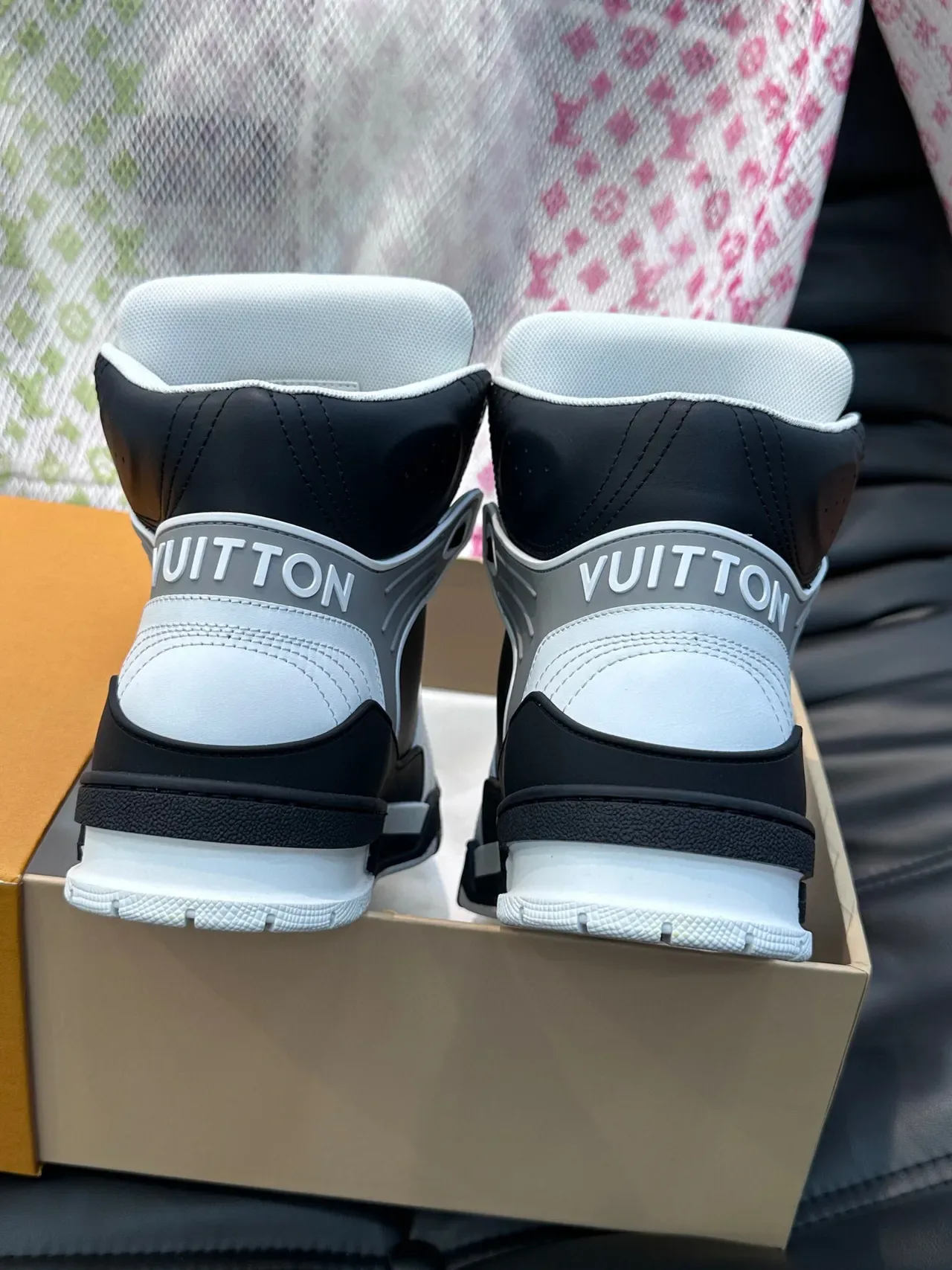 Louis Vuitton LV Trainer Black White High-Top Panelled Leather And Mesh Lifestyle Sneakers 8