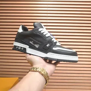 Louis Vuitton LV Trainer Zapatillas Lifestyle Negros y Blancos Low-Top Paneles de Cuero