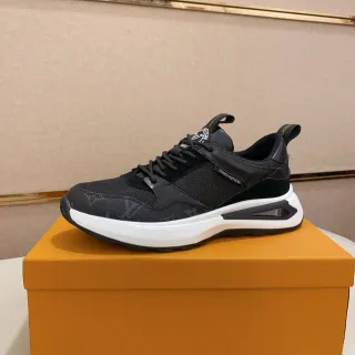 लुइस वितन LV Trainer कालो सादा Monogram-Print Mesh Leather Overlays चंकी स्निकार