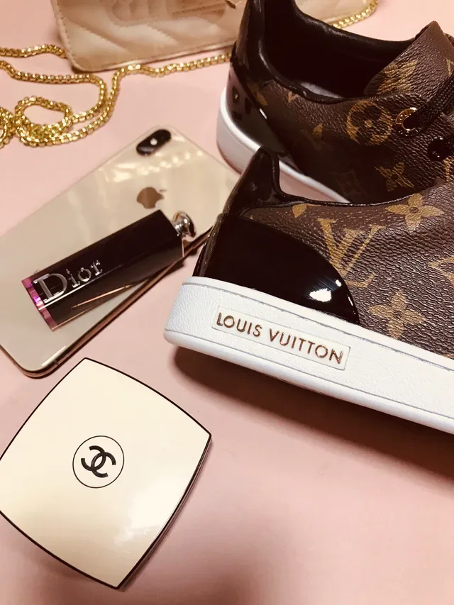 Louis Vuitton LV Trainer Marrom Branco Monograma Tela Esmalte Gato Encantos Sneakers Lifestyle 3