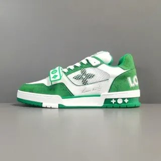 Louis Vuitton LV Trainer Green White 低帮 分层网面和纺织面料上层 生活方式运动鞋