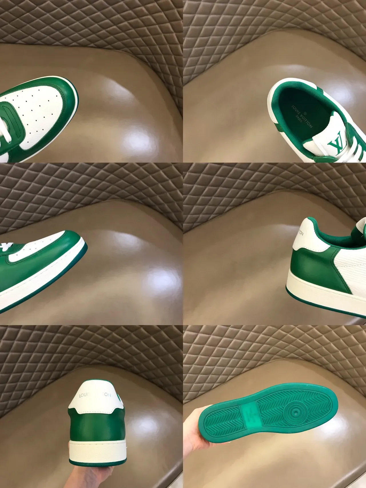 Louis Vuitton LV Trainer हरी सफेद लो टॉप पैनल्ड लाइफस्टाइल स्नीकर 2