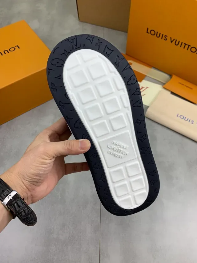 Louis Vuitton LV Trainer Navy White Monogram Denim Canvas Side Stripe Lifestyle Sneakers 3