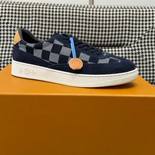 Louis Vuitton LV Trainer Navy White Ante Upper Checkerboard Jacquard Panel Lifestyle Sneakers