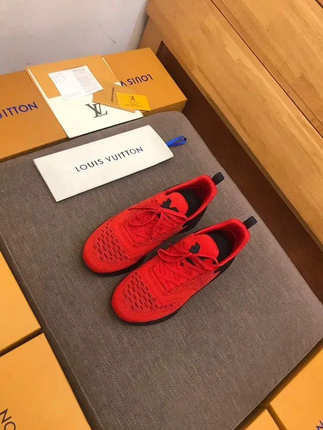 Louis Vuitton LV Trainer Red Black Knit Upper Sculpted Chunky Sole Lifestyle Sneakers 3