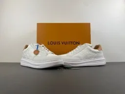 Louis Vuitton LV Trainer White Beige Monogram-Embossed Leather Platform Sole Lifestyle Sneakers 13