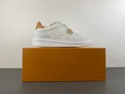Louis Vuitton LV Trainer White Beige Monogram-Embossed Leather Platform Sole Lifestyle Sneakers 15