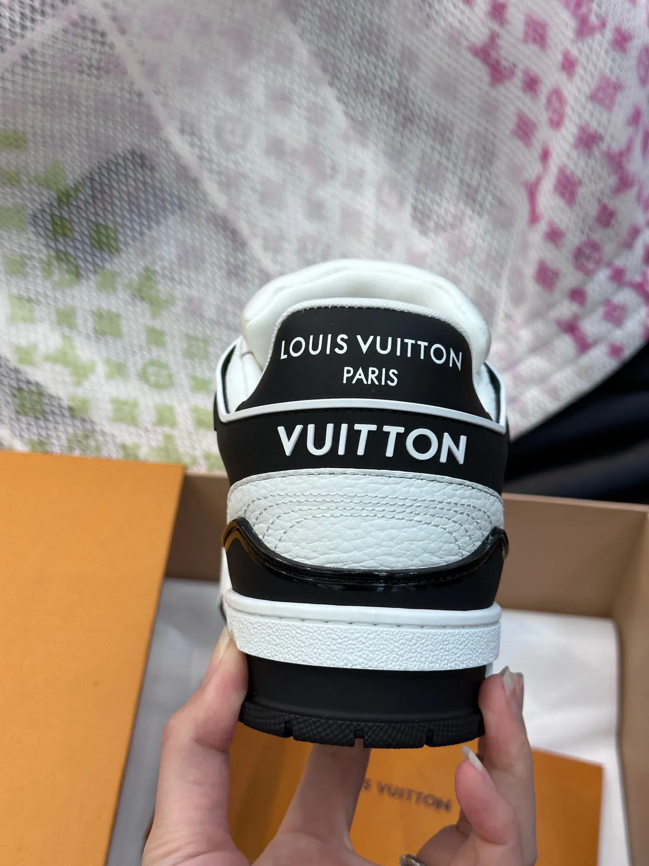 Louis Vuitton LV Trainer White Black Layered Leather Construction Monogrammed Side Panel Lifestyle Sneakers 9