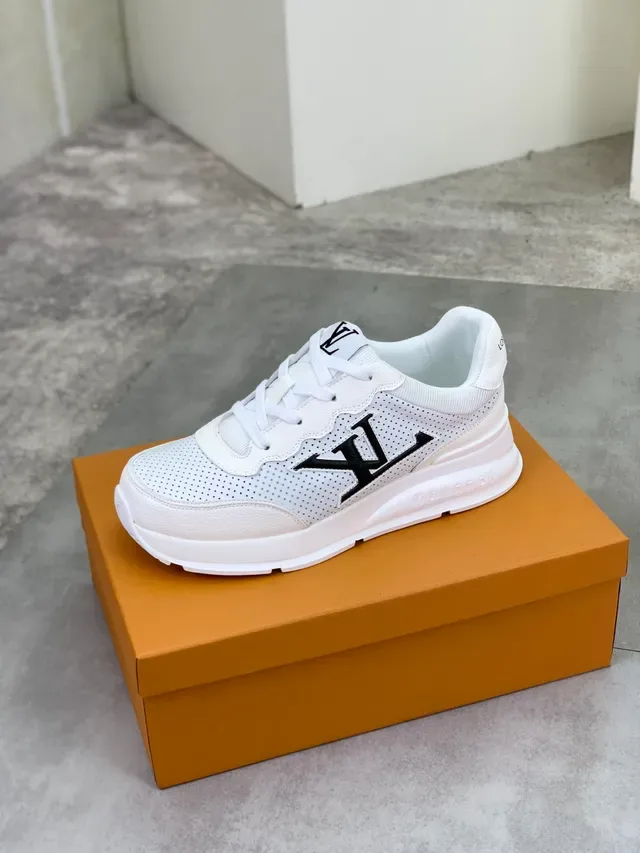 Louis Vuitton LV Trainer White Black Perforated Leather Monogram Side Logo Lifestyle Sneakers 4