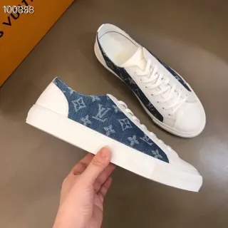 Louis Vuitton LV Trainer 白蓝牛仔布 Monogram 侧面板 皮革覆盖 生活方式运动鞋