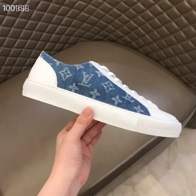 Louis Vuitton LV Trainer White Blue Denim Monogram Side Panel Leather Overlays Lifestyle Sneakers 9