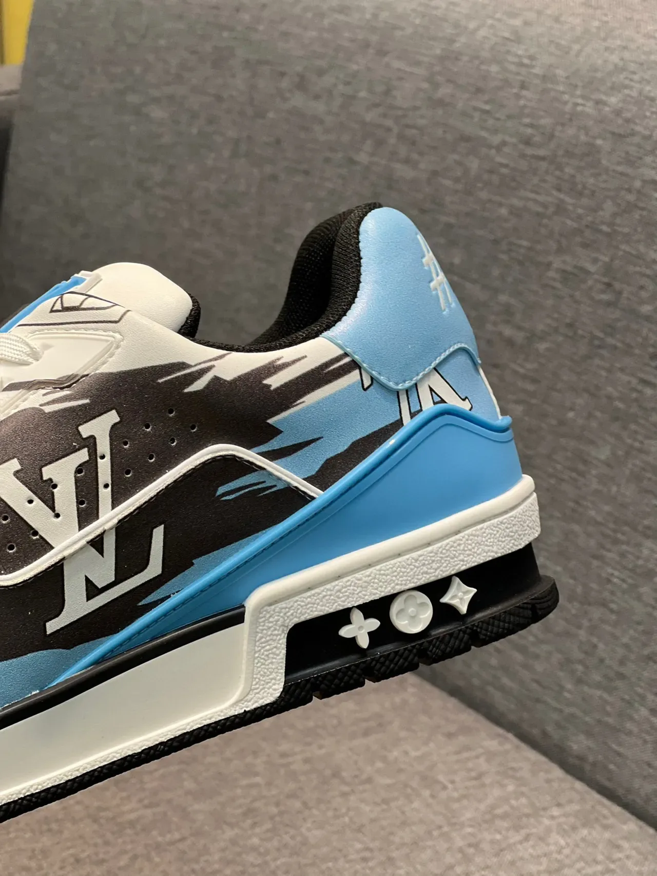 Louis Vuitton LV Trainer White Blue Monogram-Printed Color-Blocked Lifestyle Sneakers 8
