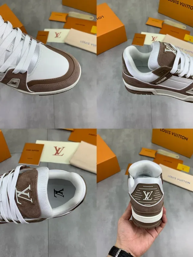 Louis Vuitton LV Trainer White Brown Layered Suede And Leather Upper Wide Sculpted Midsole Lifestyle Sneakers 2