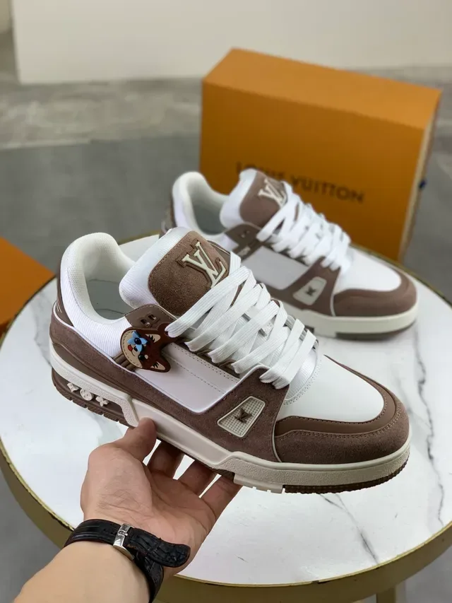 Louis Vuitton LV Trainer White Brown Layered Suede And Leather Upper Wide Sculpted Midsole Lifestyle Sneakers 4