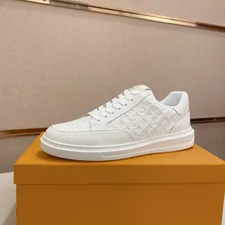 Louis Vuitton LV Trainer Sneakers Lifestyle Blancos de Cuero Monogram-Embossed Low-Top