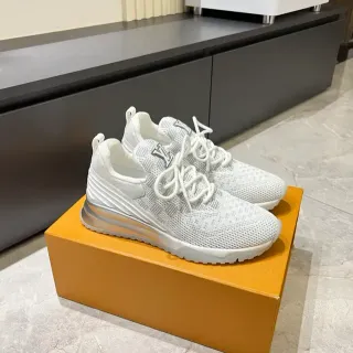 Louis Vuitton LV Trainer Blanco Plata Upper De Tejido Suela Esculpida Zapatillas Lifestyle