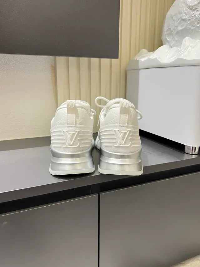 Louis Vuitton LV Trainer White Silver Knit Upper Sculpted Midsole Lifestyle Sneakers 2