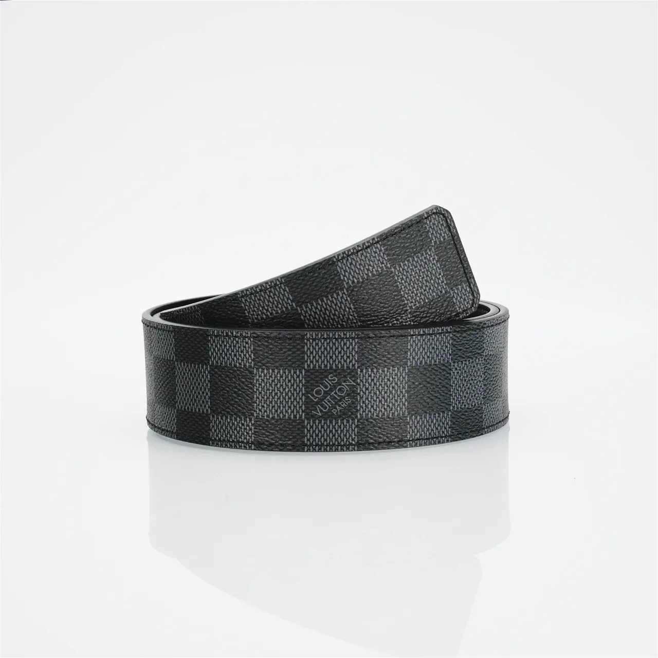حزام Louis Vuitton LV Turn-Lock Damier Graphite من الجلد 4
