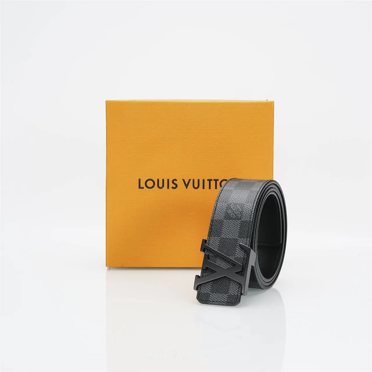 حزام Louis Vuitton LV Turn-Lock Damier Graphite من الجلد 6