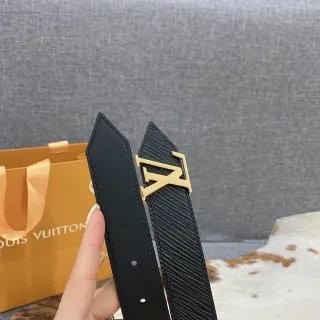 Louis Vuitton LV Twist Belt Preto Dourado Epi Buckle Leather Belt