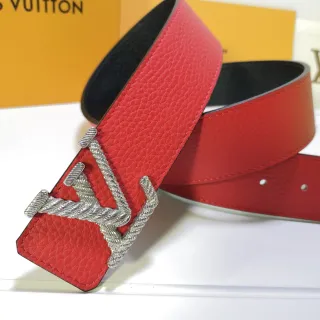 Louis Vuitton LV Twist Belt लाल और काला चमड़े का बेल्ट
