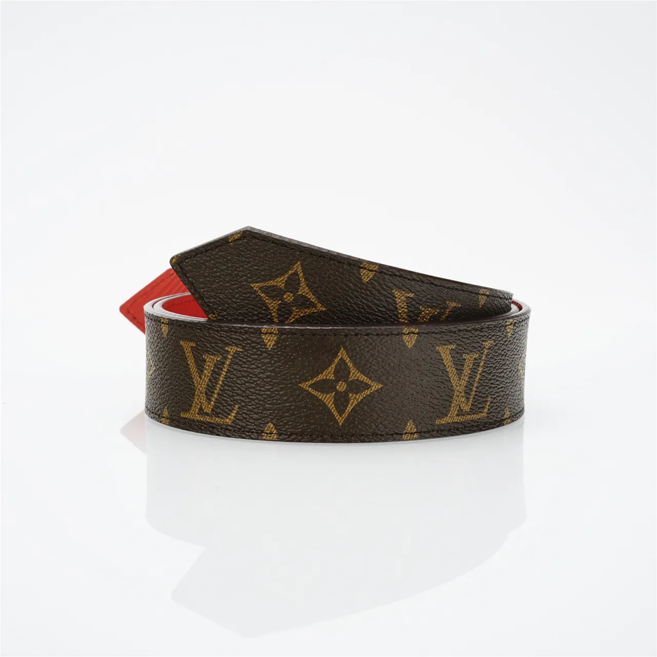 Louis Vuitton Monogram Canvas Belt Brown Gold Circular Buckle Leather Belt 3