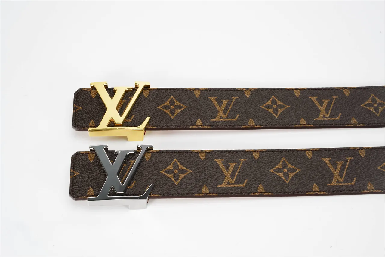 Louis Vuitton Monogram Canvas Belt Brown Gold LV Buckle Leather Belt 2