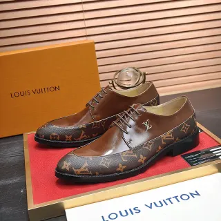 Louis Vuitton Monograma Lona Sapatos Oxford Ponta com Tapa