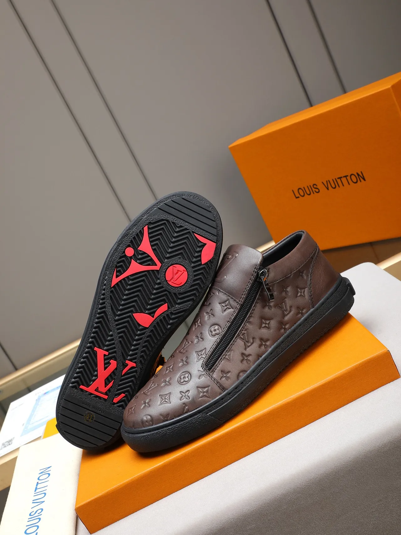 Louis Vuitton Monogram Embossed Brown Slip-On Casual Shoe 4