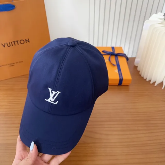 Boné de beisebol Louis Vuitton Monogram bordado azul-marinho 3