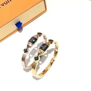 Louis Vuitton Monogram Flower Enamel Plaque Hinged Bangle Bracelets