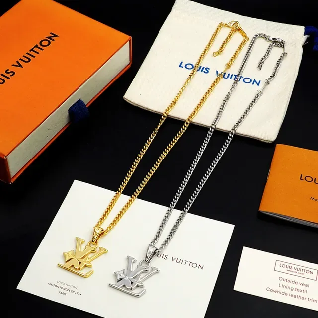 Louis Vuitton Monogram Flower Silver Gold Pendant Floral Motif Necklace 4