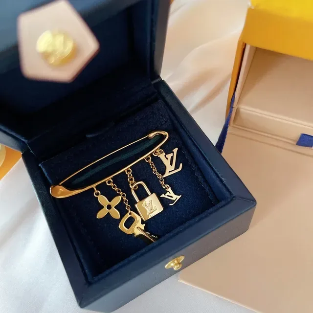 Louis Vuitton Monogram Icons Gold-Tone Safety Pin Brooch 3