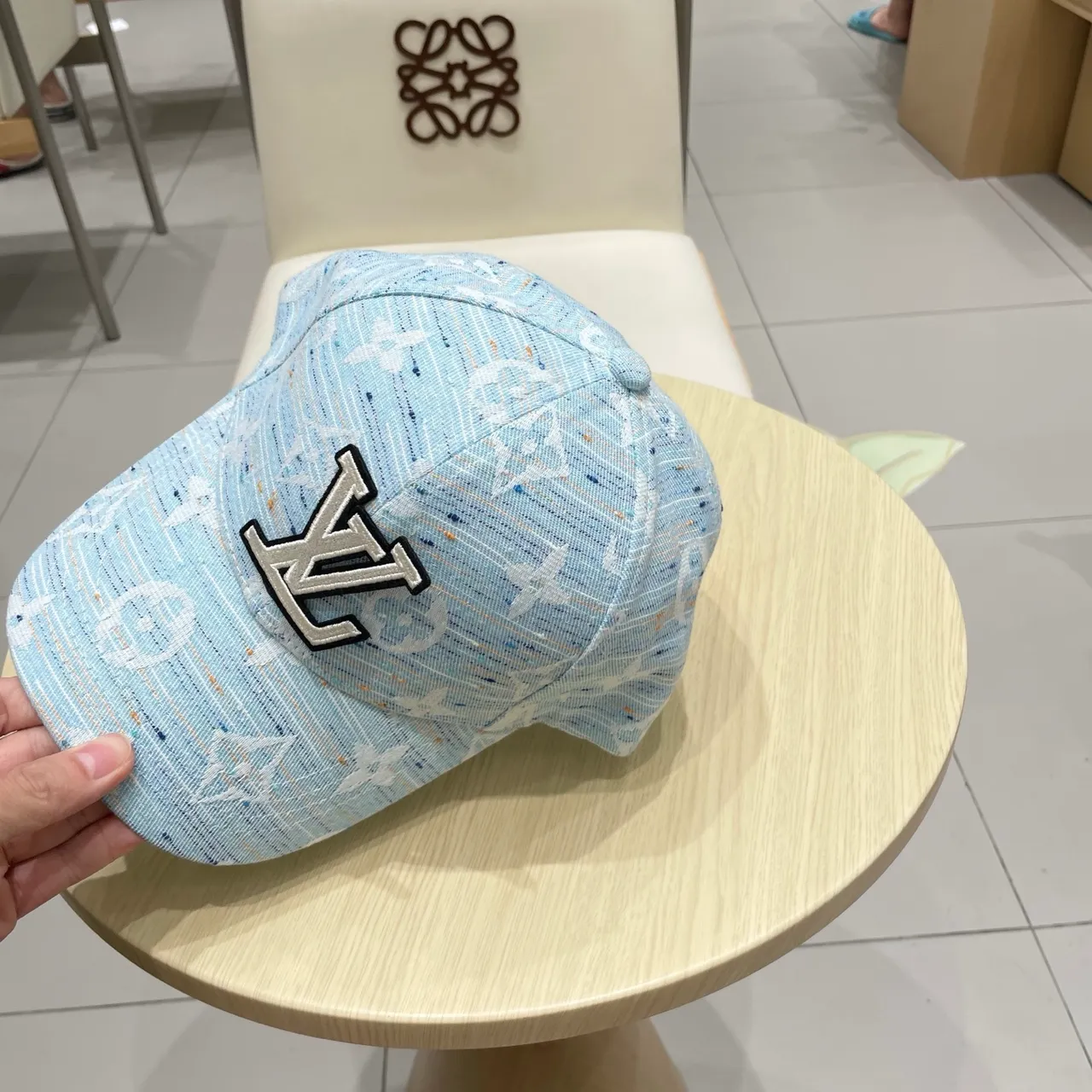 路易威登 蒙诺格拉姆 提花 浅蓝色 刺绣 LV 棒球帽 5