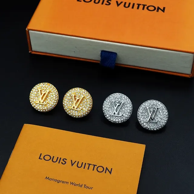 Louis Vuitton Monogram Jewellery Gold Transparent Circular Pavé-Crystal Earrings 6