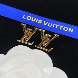 Louis Vuitton Monogram LV Gold-Tone pendientes con studs