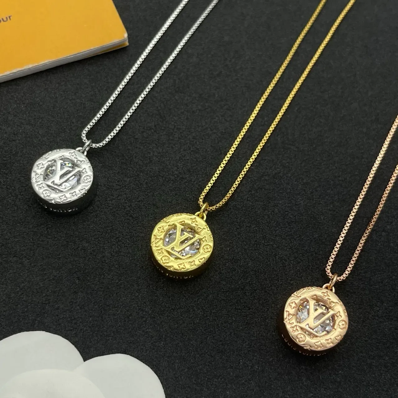 Louis Vuitton Monogram Medallion Gold-Tone Circular Pendant Necklace 4